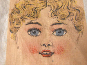 A Fun Framed & Glazed Cut Cloth Dean's Rag Book Betty Blue Doll's Head