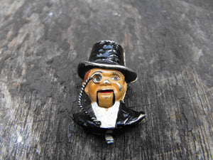 An Unusual Enamel Articulated Fur Clip Brooch, Modelled as Ventriloquist Dummy Charlie McCarthy
