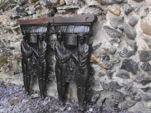 A Very Rare Pair of Victorian Cinema Cast Iron Figural Bench Ends