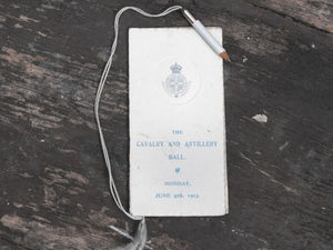 A Scarce Cambridge University Dance Card for The Cavalry & Artillery Ball, 1913
