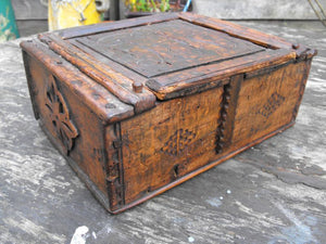 A Superb George III Period Chip Carved Treen Salt Box, Dated to 1795
