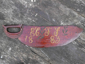 An Unusual 19thC Treen Carved & Hand Painted Folk Art Love Token in the Form of a Hand Saw