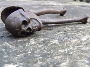 A Fiendish Pair of Late 19thC Cast Iron Nut Crackers in The Form of a Skull & Bones