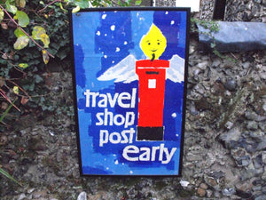 A Large Original c.1955 Vintage Public Information Poster Published by the GPO; 'Travel, Shop, Post Early' by Hans Unger