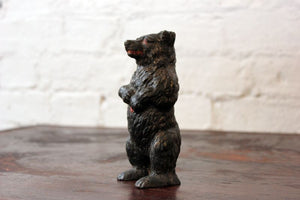 A Late 19thC Cast Iron Money Box Modelled as a Standing Black Bear