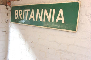 A Large Mid 20thC Vintage Pressed Metal Rectangular Sign; 'Britannia'