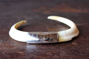 A Fine Pair of Silver Mounted Wild Boar Tusks, Ceylon, Sri Lanka c.1886