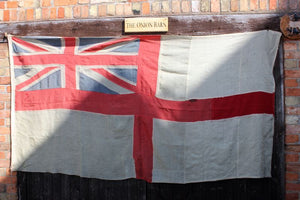 A Large Antique Royal Navy White Ensign Appliqué Flag; c.1910