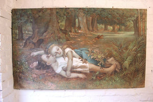 A Very Large 19thC Oil on Canvas 'Babes in the Wood'