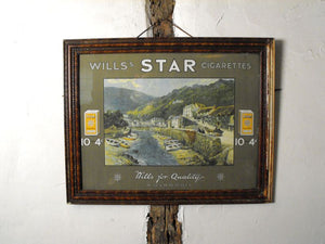 An Original Vintage 'Will's Star Cigarettes' Advertising Poster in its Original Wooden Frame