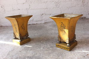 A Decorative Pair of Classically Painted 19thC French Toleware Jardinières