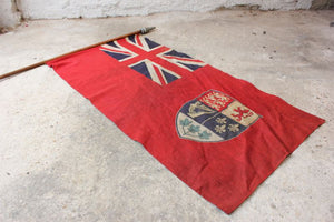 A Super British Empire Early 20thC Canadian Red Ensign Flag Mounted on a Pole