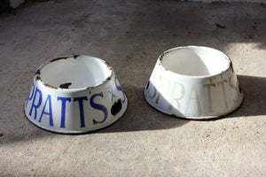 A Rare Pair of Early 20thC Enamel Dog Bowls Advertising Spratts Pet Food