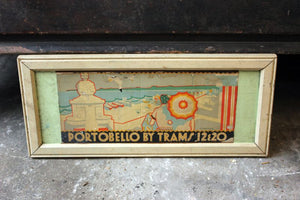 A Rare Early 20thC Travel Advertising Framed Poster: Portobello by Trams