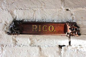 A Fine Georgian Period Carved Stable Horse Name Plate; 'Rico'
