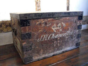 An Important Antique Pine & Iron-Bound Campaign Travelling Trunk formerly of Sir John Robert Chancellor (1870–1952)