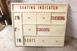 A Marvellous Mid 20thC Cream Painted Cinema Seating Indicator Sign