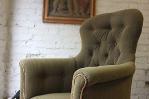 A Good George IV Regency Period Upholstered Wingback Armchair c.1820
