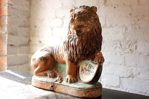 A Highly Decorative 19thC Painted Terracotta Model of a Lion