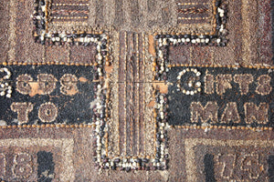 A Folk Art Seed Work Picture in an Ebonised & Glazed Frame “Gods Gift to Man” c.1874