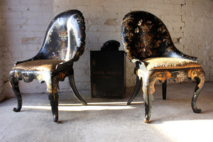 A Fine Pair of Early Victorian Japanned Papier-Mâché Side Chairs c.1844