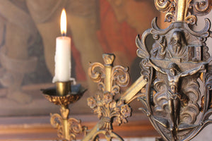 A Large Pair of c.1880 Renaissance Revival Gilt Metal Ecclesiastical Alter Candelabra