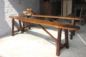 A Lovely Pair of c.1900 French Chestnut Farmhouse Harvest Benches