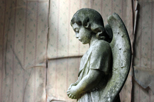 A Finely Carved 19thC White Marble Graveyard Monument of An Angel c.1870