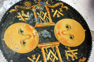 A c.1800 English Painted Brass Masonic Longcase Moonphase Clock Dial