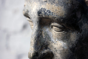A Decorative Late Victorian Painted Plaster Portrait Library Bust of John Milton c.1890