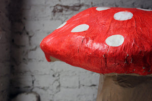 An Amusing Stylised Mid-20thC Painted Papier-Mache Model of a Fly Agaric Toadstool