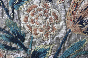 An Interesting c.1680 French Monastic Woolwork & Metal Threadwork Embroidery of a Still Life of Flowers