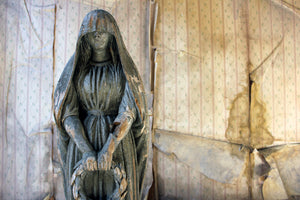 An Early 19thC Finely Carved & Painted Pine Figure of a Lady in Mourning c.1800-30