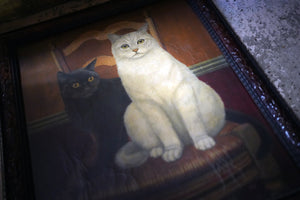 A Mid-20thC English Naive School Oil on Canvas Study of Two Cats