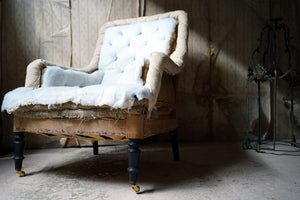 A 19thC Ebonised Napoleon III French Easy Armchair