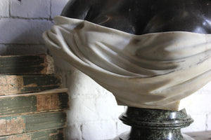 A Large & Well Carved 19thC Marble Figural Bust of a Lady
