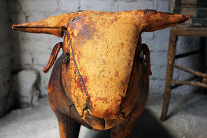 A Charming c.1960 Ormesa Leather Bull Footstool Retailed by Liberty & Co