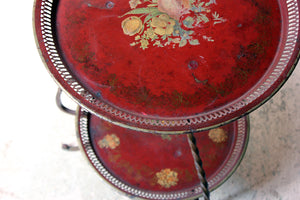 An Early 20thC French Red Painted Tole Occasional Table c.1920-25