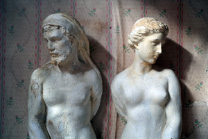 A Pair of 20thC Plaster Wall Hanging Classical Caryatids