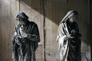 Two 19thC Ecclesiastical Plaster Figures of The Immaculate Heart of Mary & St. David c.1880