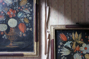 A Pair of Mid-19thC Italian Provincial School Oil on Canvas Still Lifes of Tulips