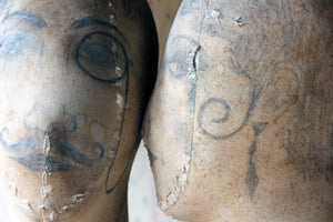 A Decorative Pair of Mannequin Shop Display Heads as a Flapper & Dandy