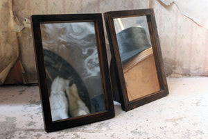 A Pair of Early 20thC Oak Milliner Shop Table Mirrors; Annie Gold; French Milliner; Spitalfields, London