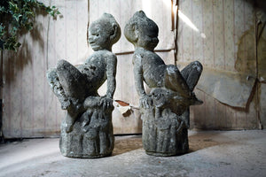 An Unusual Pair of Early 20thC Stone Garden Pixies c.1930