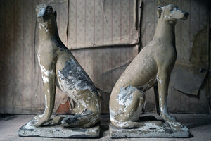 A Pair of Early 20thC Painted Gesso Composition Whippets