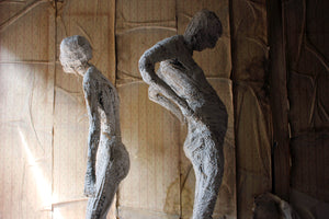 Two Mid-20thC Life-Sized White Painted Plaster & Wirework Sculpted Figures of a Male & Female