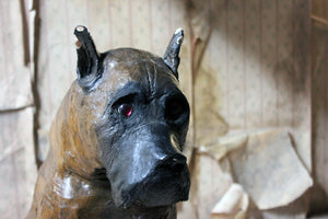 A Unique Early/Mid 20thC Life-Size Papier-Mâché & Plaster Painted Model of a Dog