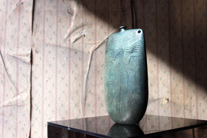 A Burnished Jade Green Bottle Vase by Peter Hayes c.1984