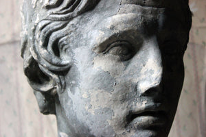 An Early/Mid 20thC Oversized Painted Plaster Portrait Bust of Alexander the Great