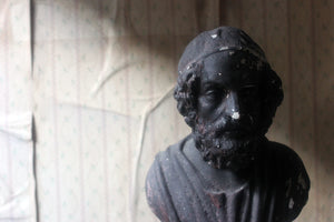 A Decorative Black Painted Plaster Portrait Bust of Homer c.1900